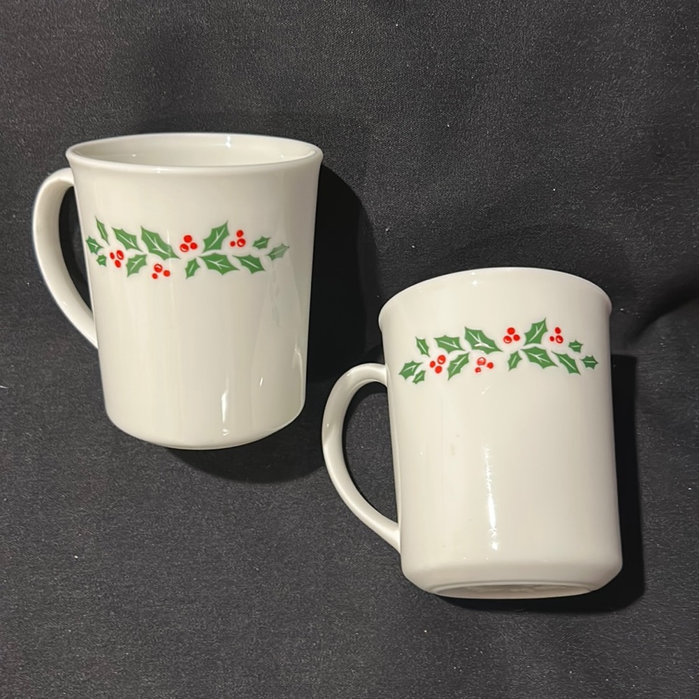 Two Vintage Corning Ware Holly Berry coffee cups. Mint condition